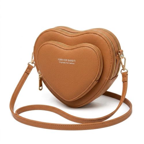 Sac à Main Femme Forme Coeur En Bandoulière - - Fermeture Éclair Multipoches