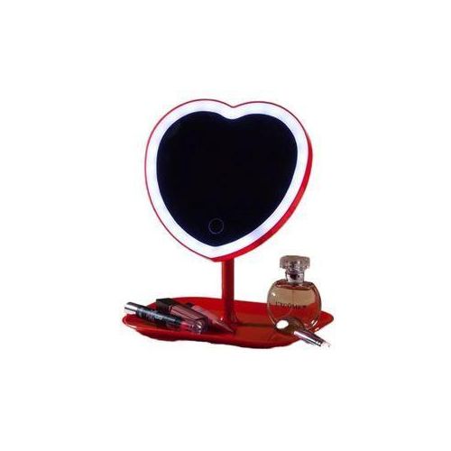 Miroir LED en Forme de Cœur avec Support – Éclairage Réglable & Rangement Intégré