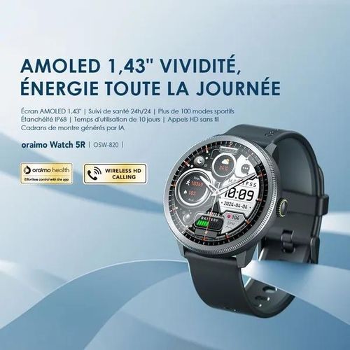 Watch 5R - Montre intelligente Amoled IP68 de 1,43 pouces Appel HD Sans Fil