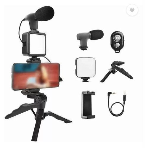 Kit de Vidéo Vlogging Professionnel AY-49 – Trépied, Lumière LED et Micro – Idéal TikTok, YouTube et Live Streaming
