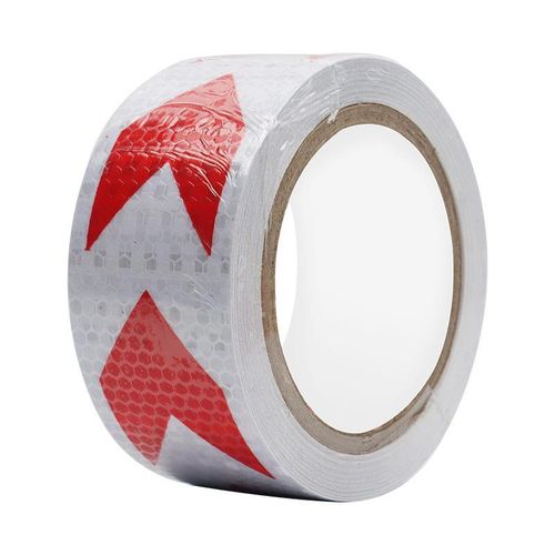 Ruban adhésif réfléchissant flèche blanc rouge 25m