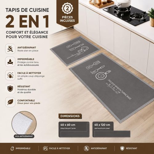 Ensemble de Tapis de Cuisine Antidérapants et Imperméables
