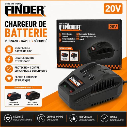 Chargeur de Batterie FINDER 20V – Charge Rapide et Sécurisée