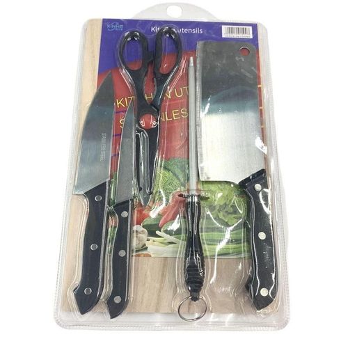 Ensemble de couteaux multi-styles, ensemble de couteaux de cuisine pour la maison en cinq pièces, comprenant un couteau à découper, des ciseaux,