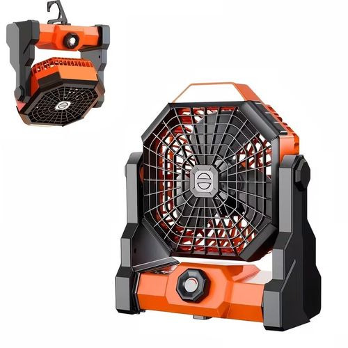 Ventilateur Portable Multifonction pour Extérieur avec Lumière LED – Rechargeable USB, Vent Réglable, Batterie 7800mAh, Utilisation Suspendue & Bureau, Refroidissement et Éclairage d’Urgence