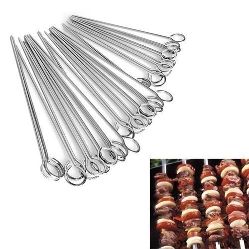 Lot De 12 Barres Brochettes - Acier Inox -Argent
