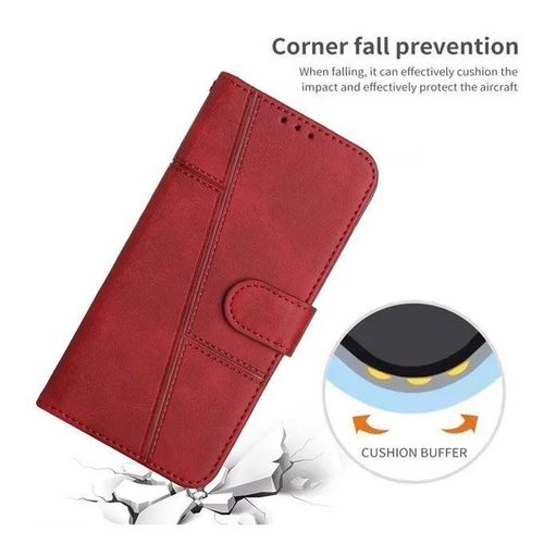 Etui à Clapet En Cuir Pour POP 10 - Rouge + Antichoc
