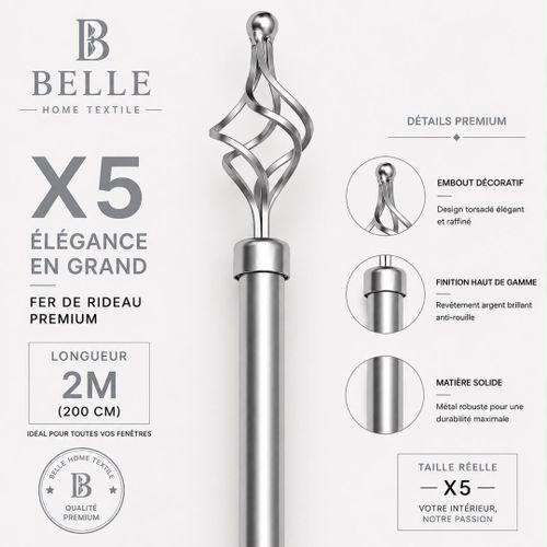 lot De 5 Tringles à Rideaux Extensible 2m