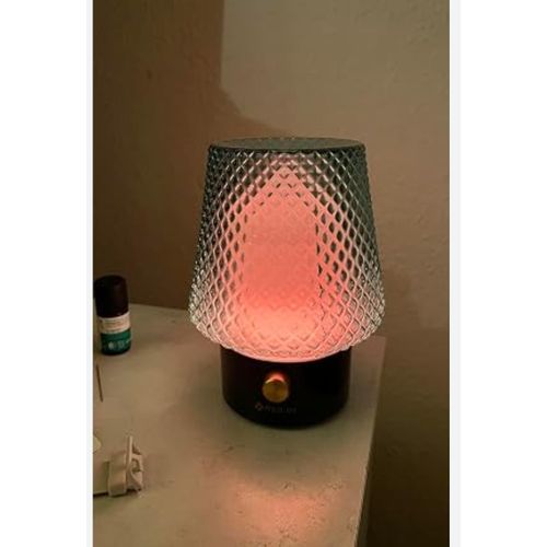 Diffuseur d'Huiles Essentielles Ultrasonique en Verre – Humidificateur d'Air Design avec Veilleuse LED et Effet Cristal Ambré