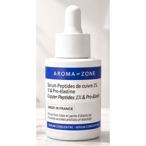 Sérums Concentré Hydratant Anti-Âge Anti- Ride AROMA ZONE Peptides De Cuivre 1% & Pro-Elastine 30ml Tous Types De Peaux Importé De France