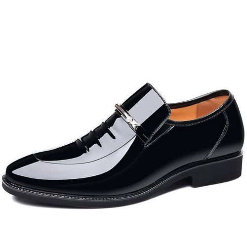 Chaussures habillées en cuir pour hommes Chaussures Oxford pour hommes Formelles à lacets pointus Business Smoking - Noir