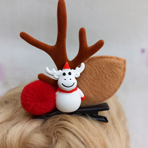 Mini Barrette de Noël Renne Rigolo & Cornes Velours