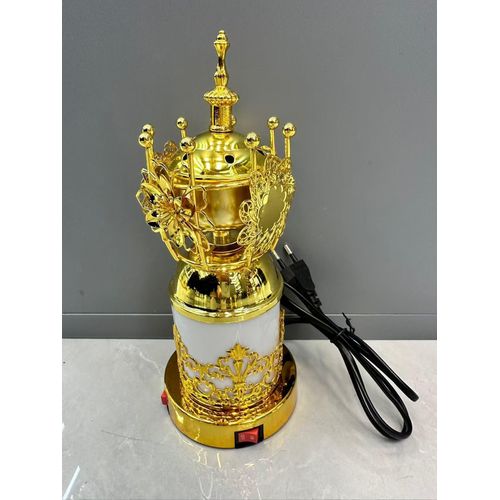 Encensoir Oriental Ornementé - Or & Blanc - Prise Européenne