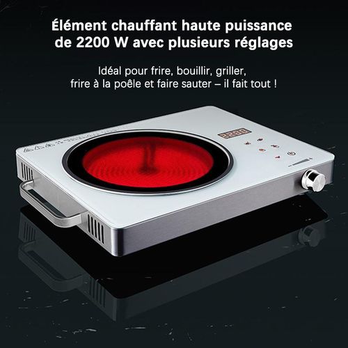 Plaque à induction/plaque vitrocéramique multifonctionnelle de 2200 W avec plusieurs réglages de vitesse