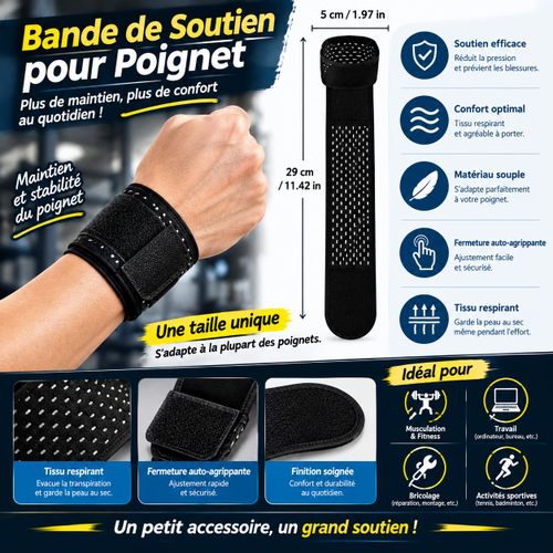 Bande de Compression Poignet Ultra-Fine (1 Pièce) - Orthèse de Maintien Élastique et Respirante - Anti-Fatigue
