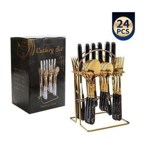Coffret de 24 pièces, Couverts de Luxe en Acier Inoxydable Poli Miroir, Fourchettes, Cuillères, Couteaux