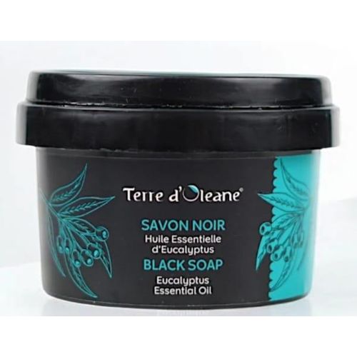 Savon Noir Traditionnel Exfoliant Corps TERRE D'OLEANE Au Huiles Essentielle D'eucalyptus 200g Tous Types De Peaux Importé De France
