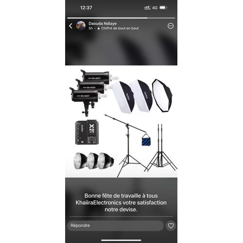 Kit éclairage de photographie professionnelle sk 400 1200w avec boîte à lumière et support pour accessoire de studio photo