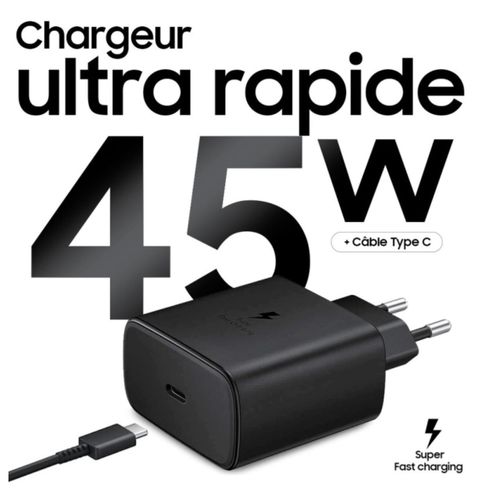 Chargeur Ultra Rapide 45W Avec Câble Type-C Vers Type-C - Super Fast Charging