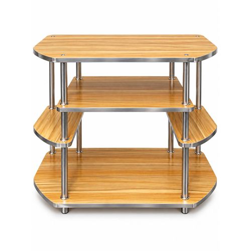 Meuble TV Multi-Niveaux avec Étagères de Rangement - Effet Bois et Métal