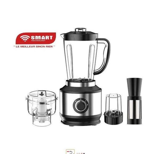 Mixeur Électrique Incassable Gris 4 En 1 (STPE-8039) - Moteur En Cuivre Pur -Puissance Turbo 600W - 2.5L – 2 Vitesses