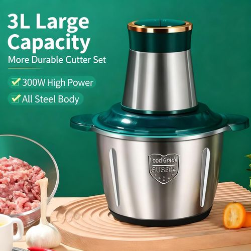 Hachoir à viande électrique, Hachoir à aliments électrique, 3 L 300 W, lames de broyage à 4 branches en acier inoxydable, pour usage domestique.