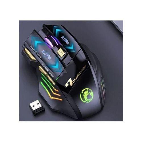 Souris De Jeu Sans Fil USB Double Mode Rechargeable 7 Boutons 2.4Ghz Bluetooth Silencieuse