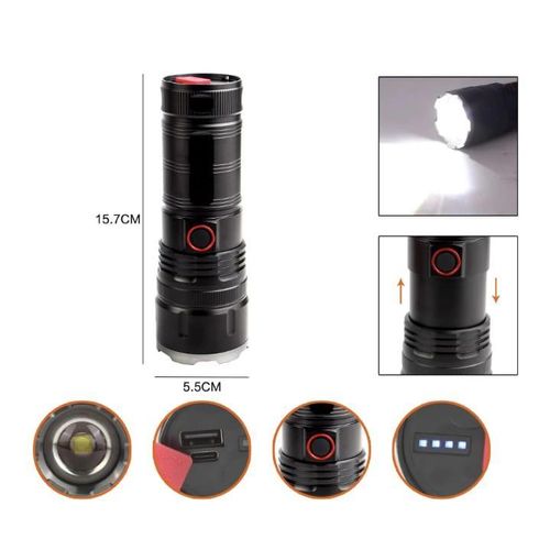 Lampe Torche LED Rechargeable en Alliage d’Aluminium – Puissance et Robustesse pour Extérieur