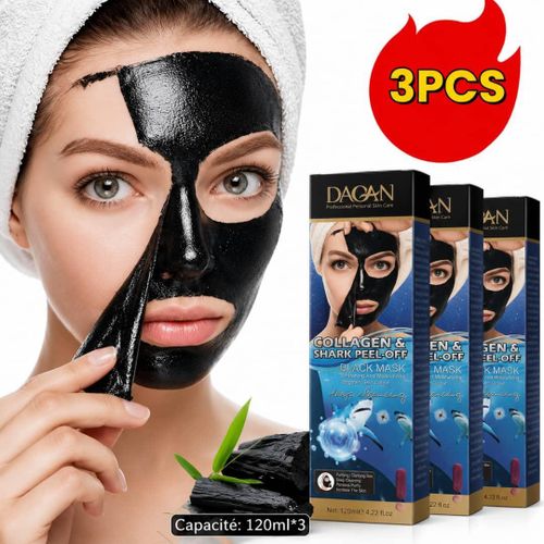 Lot de 3 masques noirs peel-off au collagène – 120 ml chacun
