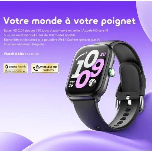 Watch 6 Lite – Montre Connectée 2,01 Pouces avec Interface Élégante et Appels Bluetooth