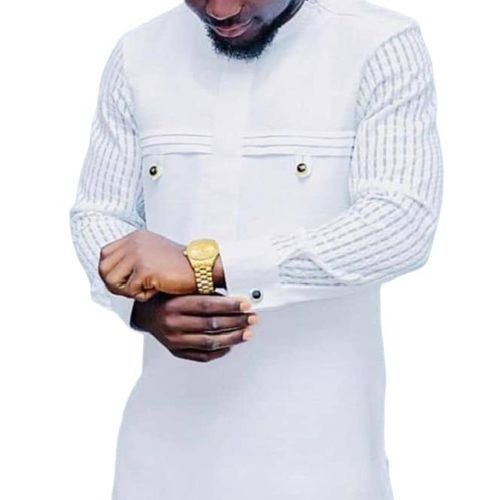 Tunique Homme Tissu Manche Longue Blanc