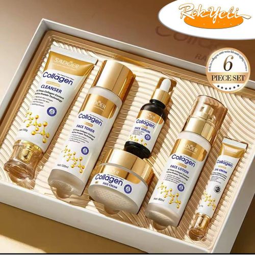 SADOER Coffret Soins Visage Anti-Âge au Collagène - 6 Pièces - Hydratation Intense & Éclat