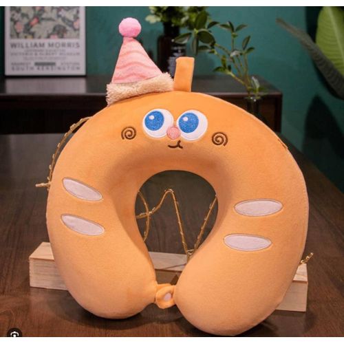 Coussin de Voyage de Cou en Forme de U Citrouille Festive - Oreiller Cervical Ergonomique Kawaii avec Chapeau pour Avion et Voiture