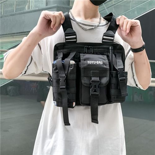 Sac de poitrine multifonction pour homme – Élégant et distinctif – Sac bandoulière tendance (Streetwear & Hip-Hop) – Accessoire de soirée à la pointe de la mode, doté de multiples poches.