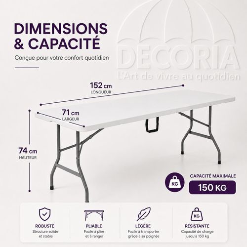 Table tréteau pliante RECTANGULAIRE 152 × 71 × 74 CM
