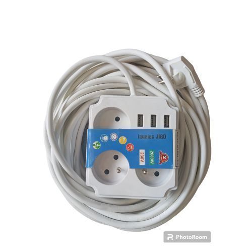 Multiprise Ralonge Électrique 10 Mètres 3 Prise + USB