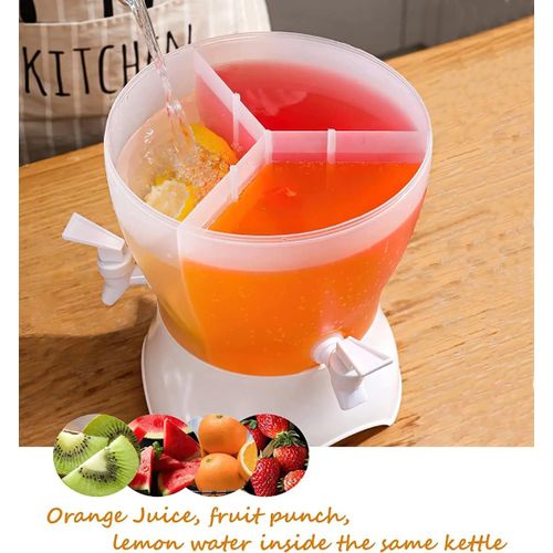 Distributeur de boissons d'eau froide, carafe ronde transparente de grande capacité de 5,5 l, distributeur de jus de boissons froides avec 3 robinet rotative