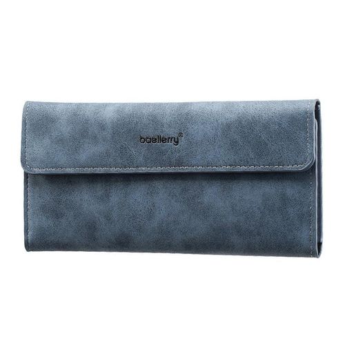 Portefeuille long pour homme Baellerry, rabat minimaliste, porte-cartes multifonction, style business-casual, plié en trois, finition mate