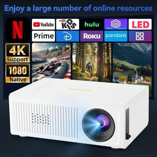 Projecteur portable HD 1080p, projecteur vidéo grand écran 100 pouces pour home cinéma