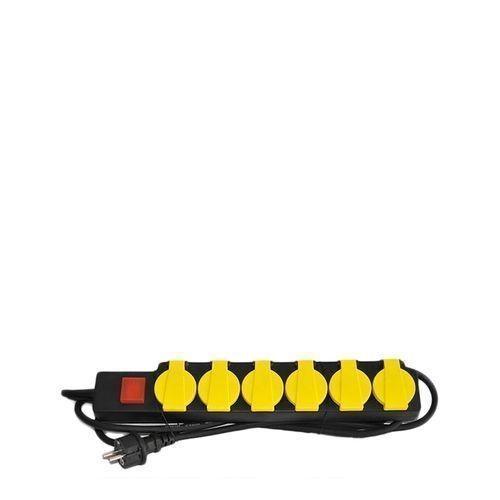 Rallonge Multiprise 6 Trous à Clapets De 3 M Avec Interrupteur - Noir/Jaune