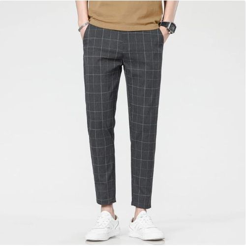 Pantalon Homme Été Style Coréen - Coupe Droite Slim Léger - Idéal pour Affaires & Loisirs-dark gris