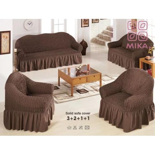 Ensemble de housses de canapé en seersucker (4 pièces) - Marron