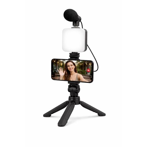 Kit de Création Vidéo Professionnel 3-en-1 – Lumière LED + Microphone + Trépied Stable