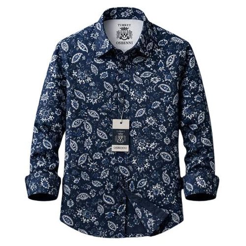 Chemise à manches longues pour homme OSBENNI à motifs ornés et ethniques