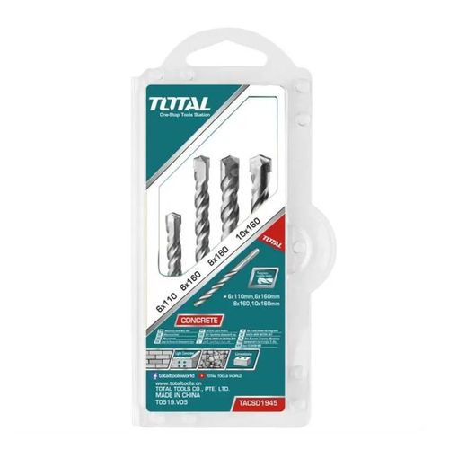 Coffret De Forets SDS Plus Pour Perforateur 4 Pièces - TACSD1945 - Béton Armé Et Maçonnerie - Gris Métal