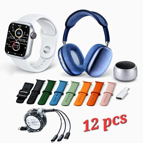 Pack Tech Premium 12-en-1 – Smartwatch, Casque Bluetooth & Accessoires Connectés