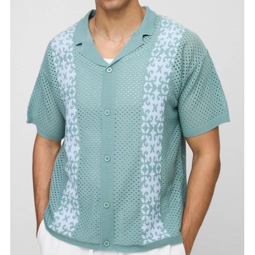 Chemise à maille ouverte et boutonnée pour homme