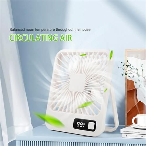 Ventilateur de bureau portable rechargeable Q3 avec 5 vitesses et affichage LED