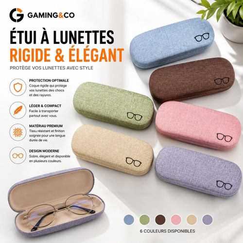 Étui à Lunettes Rigide & Élégant - Boîtier de Protection Anti-Chocs en Tissu Premium pour Lunettes de Vue et de Soleil - Léger