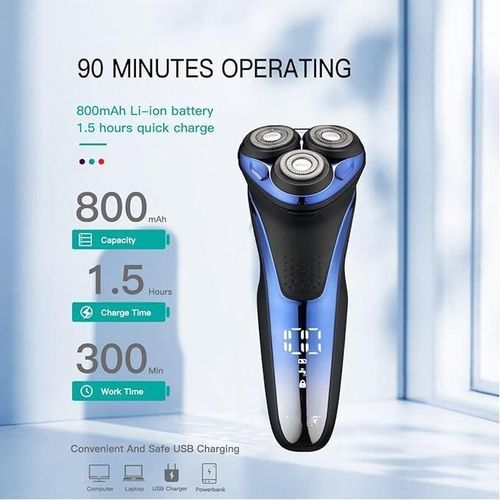 VGR Rasoirs De Tête Pour Homme Chauve, Rasoir électrique Professionnel étanche Rotatif 3D Flottant Rechargeable Pour Homme HY